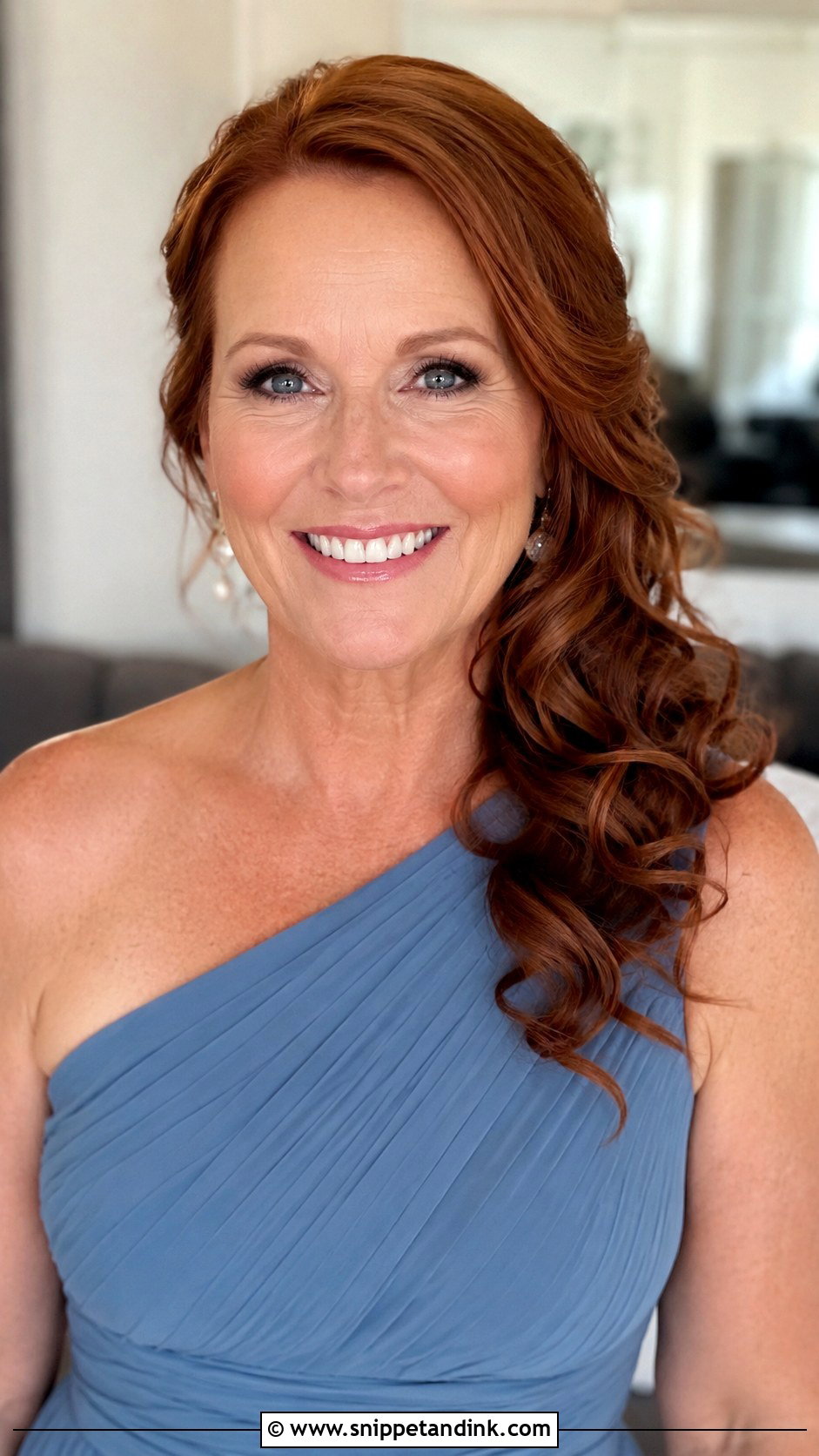 Side Swept Curls Over One Shoulder - Snippet and Ink - 30 Mother of the Bride Hair Down Ideas