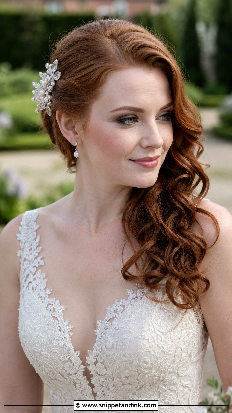 Side Swept Curls Over One Shoulder - Snippet and Ink - 20 Garden Wedding Hairstyles