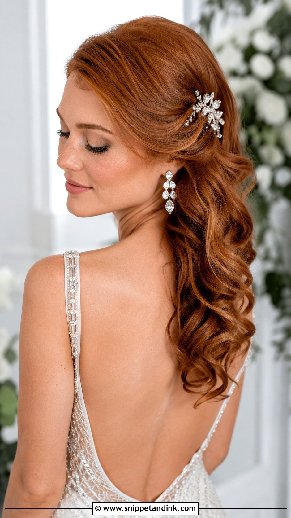 Side Swept Curls Over One Shoulder - Snippet and Ink - 20 Best Wedding Hairstyles for Long Hair