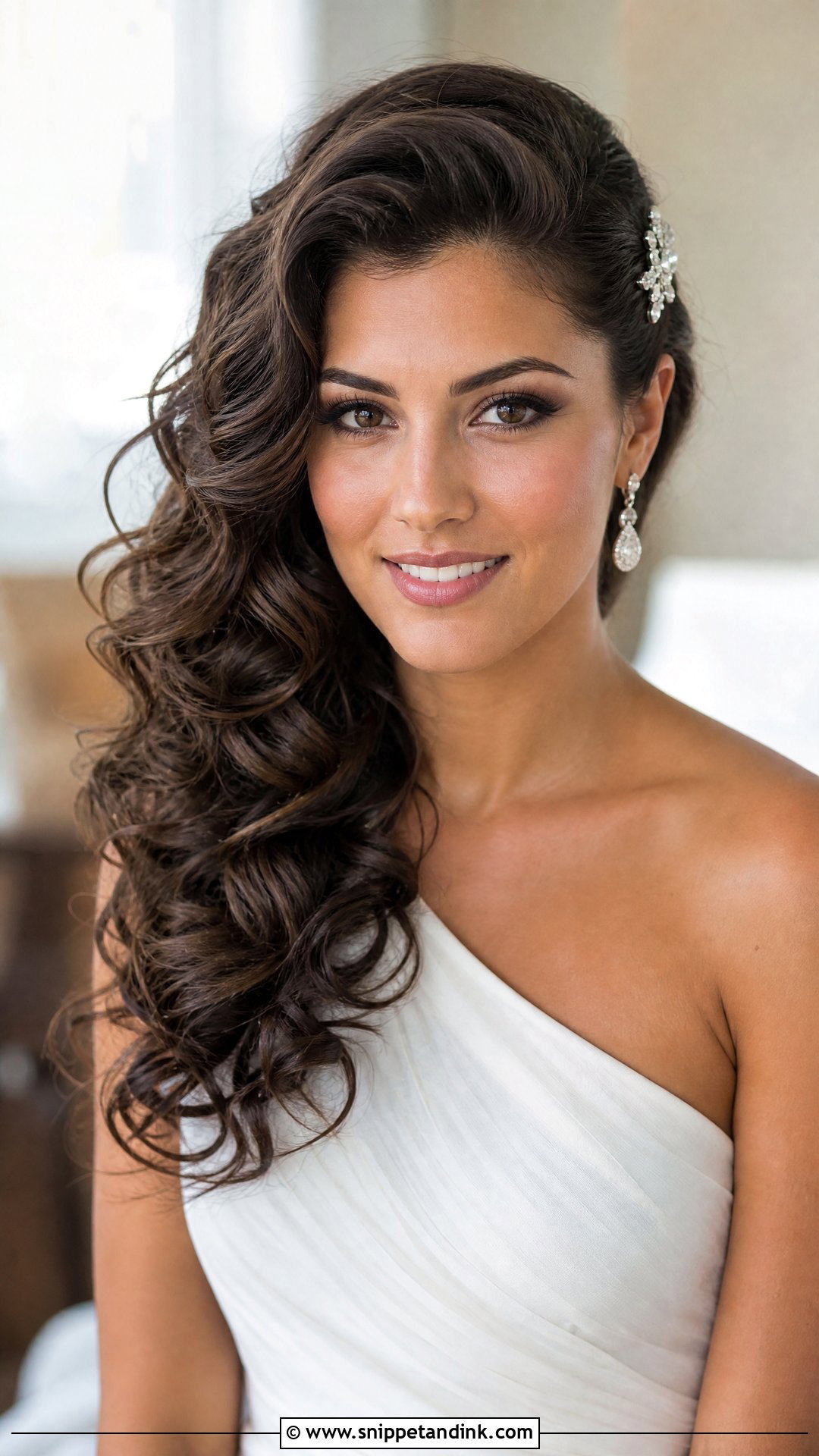 Side Swept Curls Summer Bridal Hair - Snippet and Ink - 20 Summer Bridal Hair Ideas