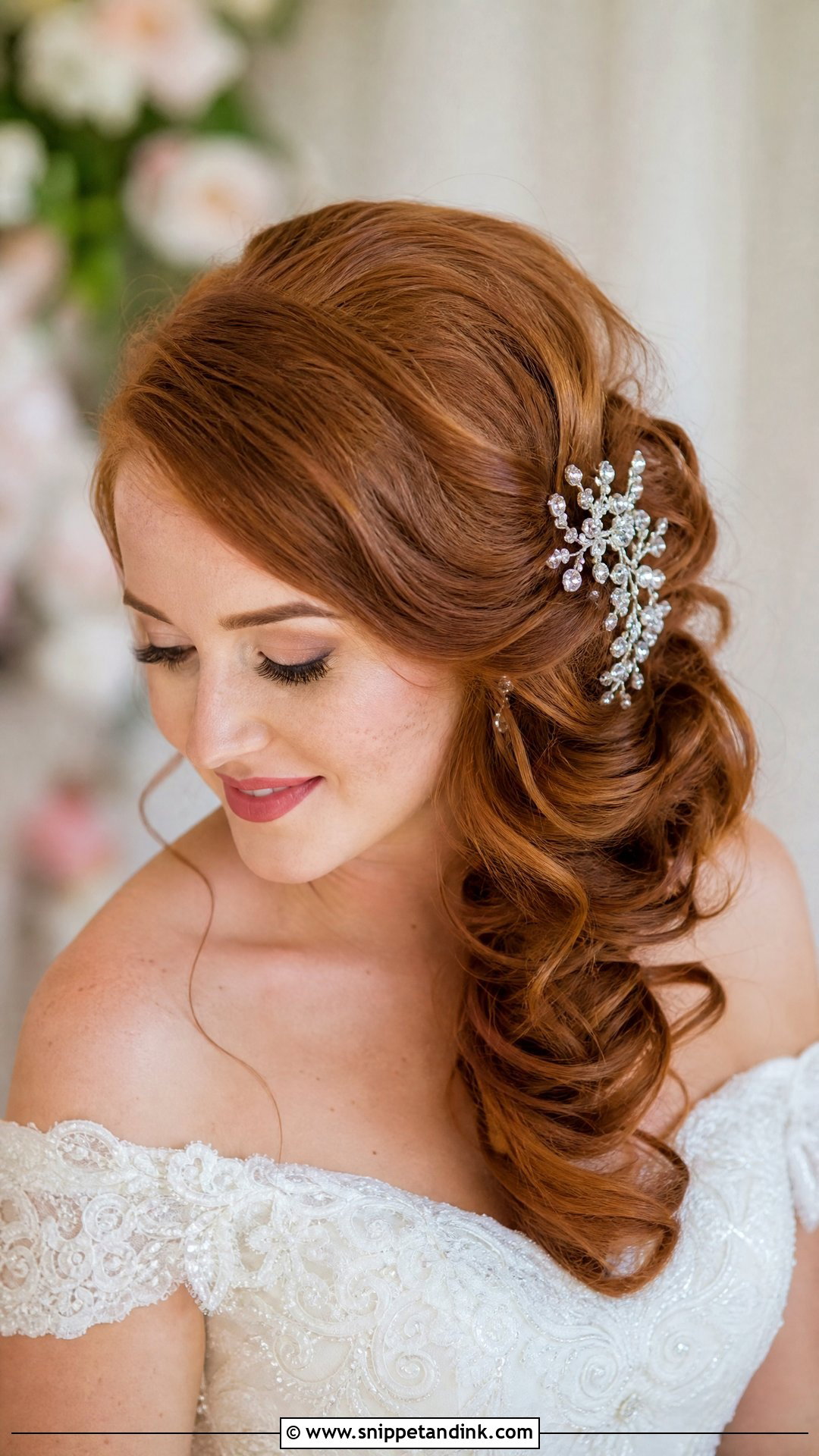 Side Swept Curls Updo - Snippet and Ink - 20 Hair Styles for Marriage