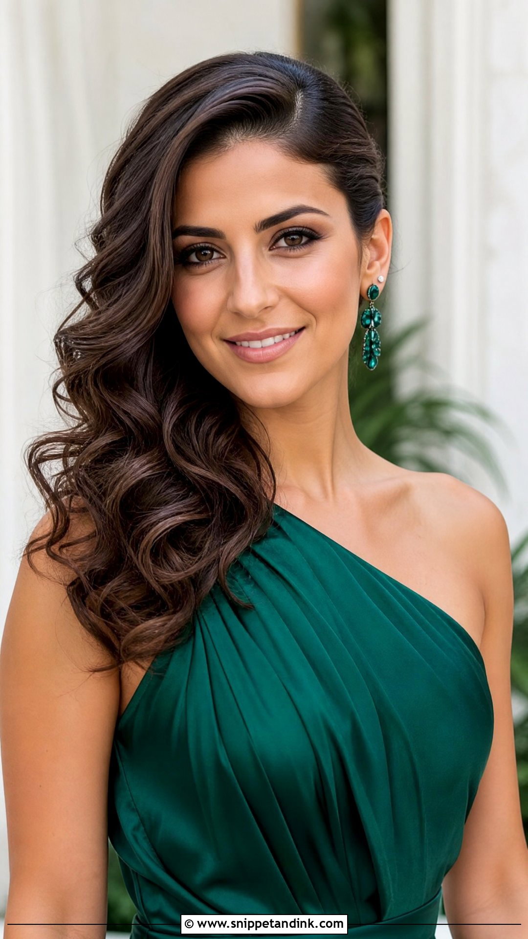 Side Swept Curls Wedding Guest Hairstyle - Snippet and Ink - 15 Easy Mid Length Wedding Guest Hairstyles