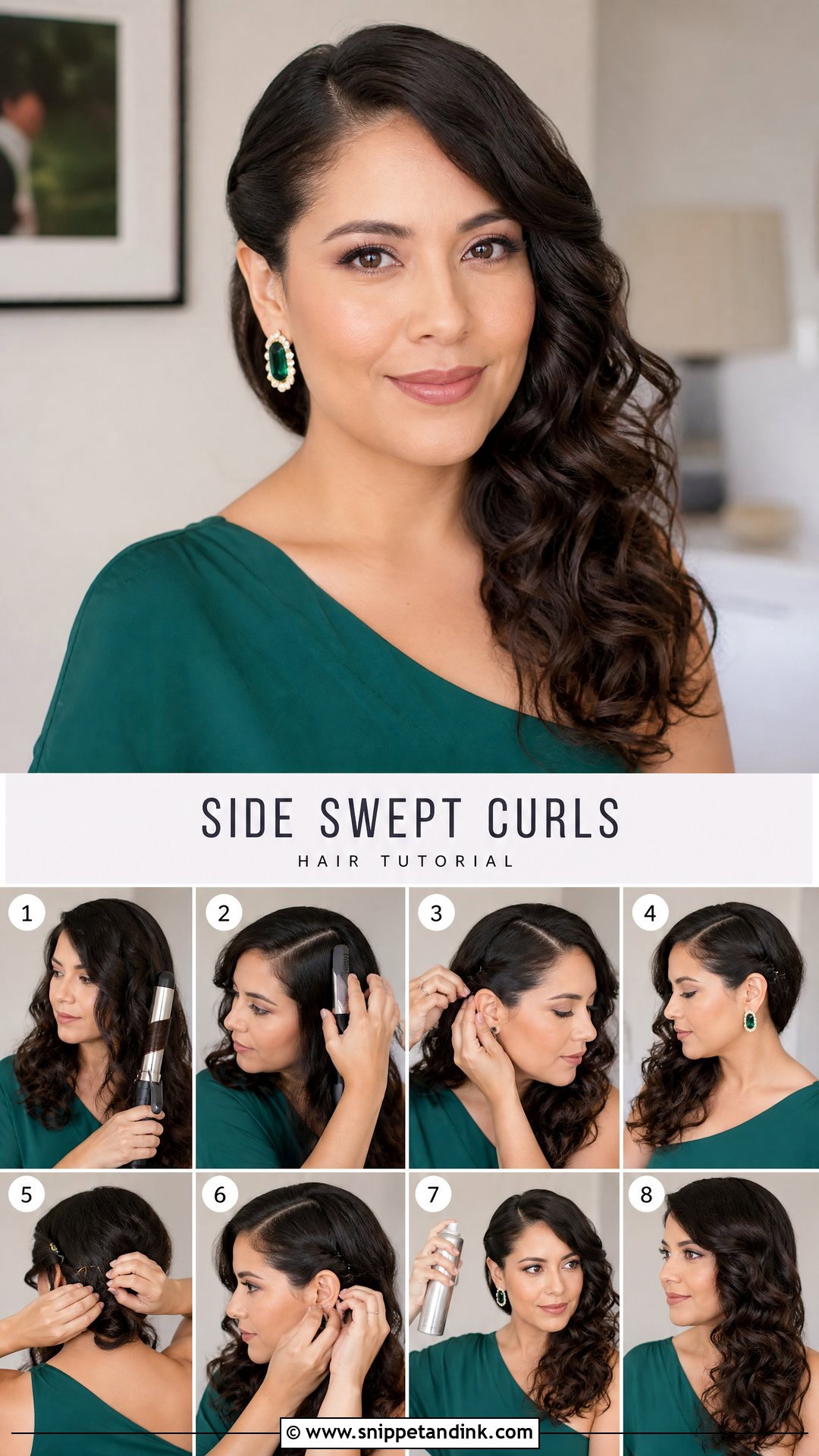 Side Swept Curls Wedding Guest Hairstyle Tutorial - Snippet and Ink - 20 Wedding Guest Hairstyles Tutorial