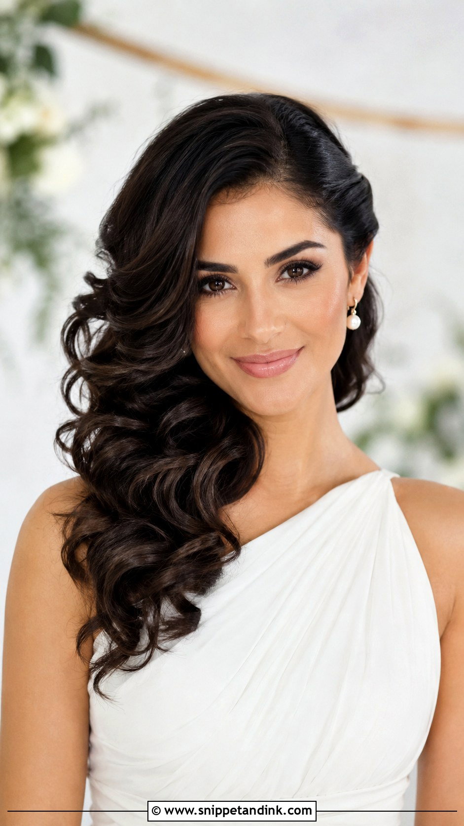Side Swept Curls Wedding Hair - Snippet and Ink - 15 Hair Dos for Wedding Ideas