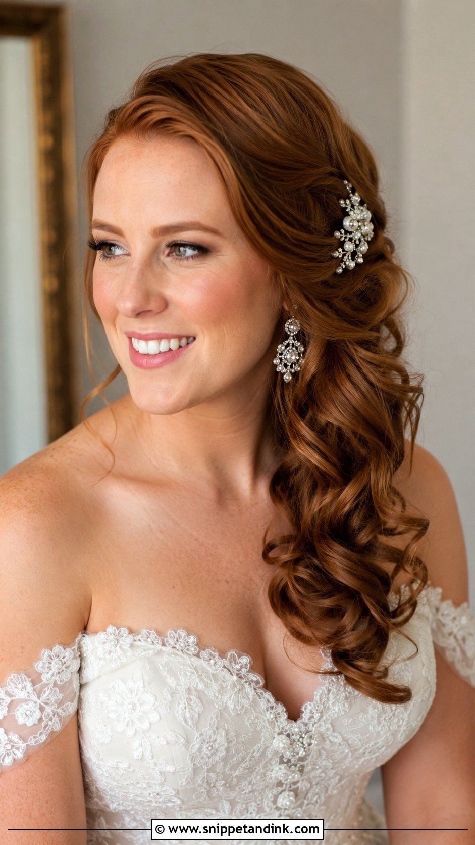 Side Swept Curls Wedding Hair - Snippet and Ink - 20 Cute Wedding Hair Ideas