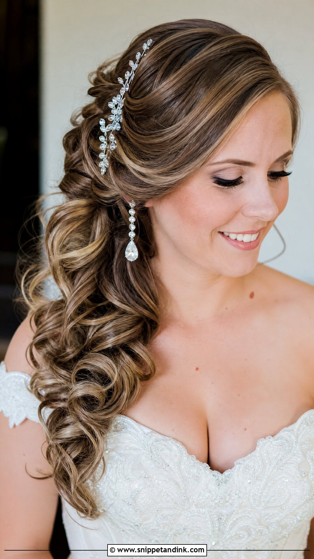 Side Swept Curls Wedding Hair - Snippet and Ink - 20 Wedding Hairstyles Down Curls