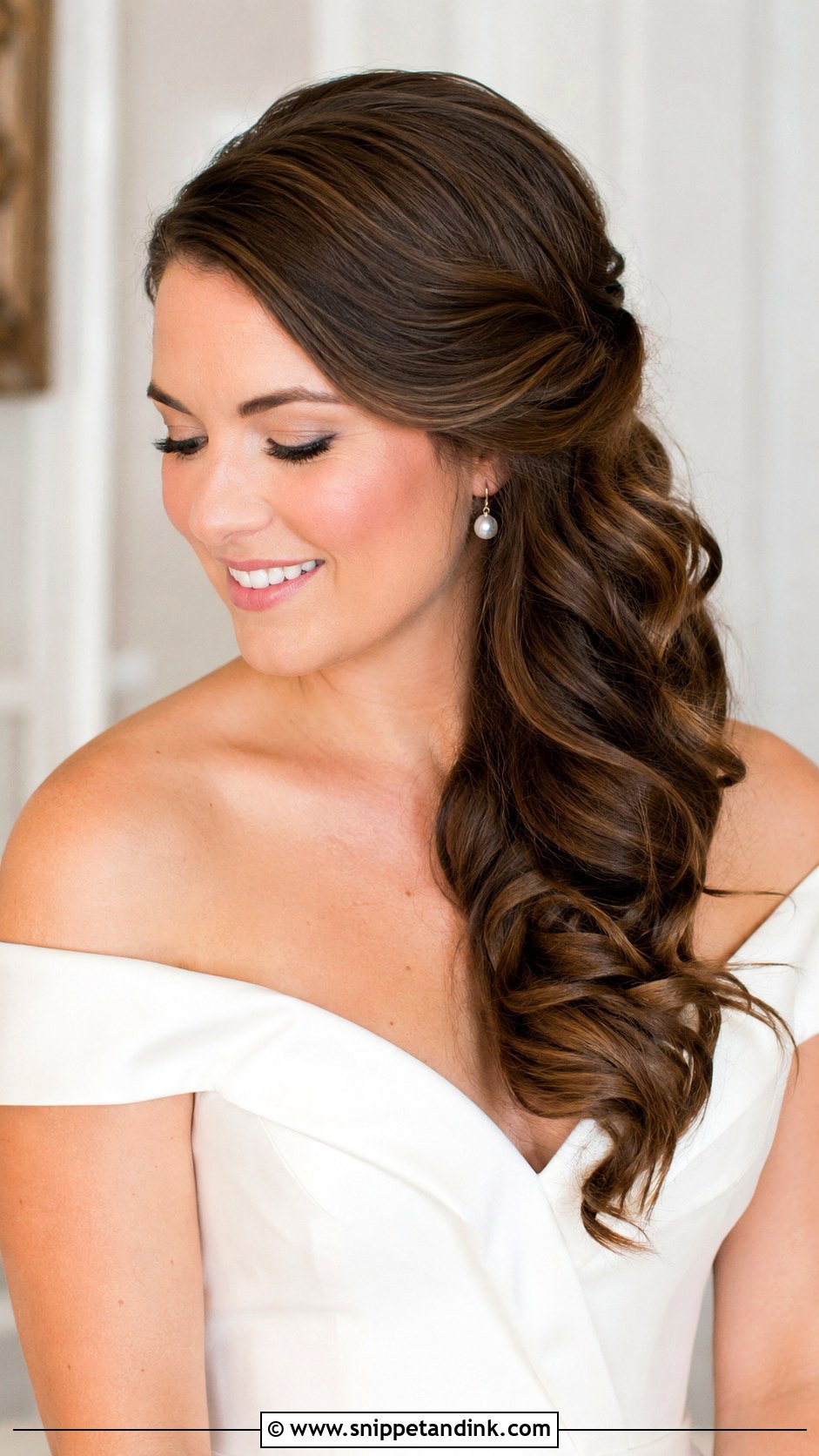 Side Swept Curls Wedding Hairstyle - Snippet and Ink - 15 Wedding Hairstyles for Long Hair to the Side