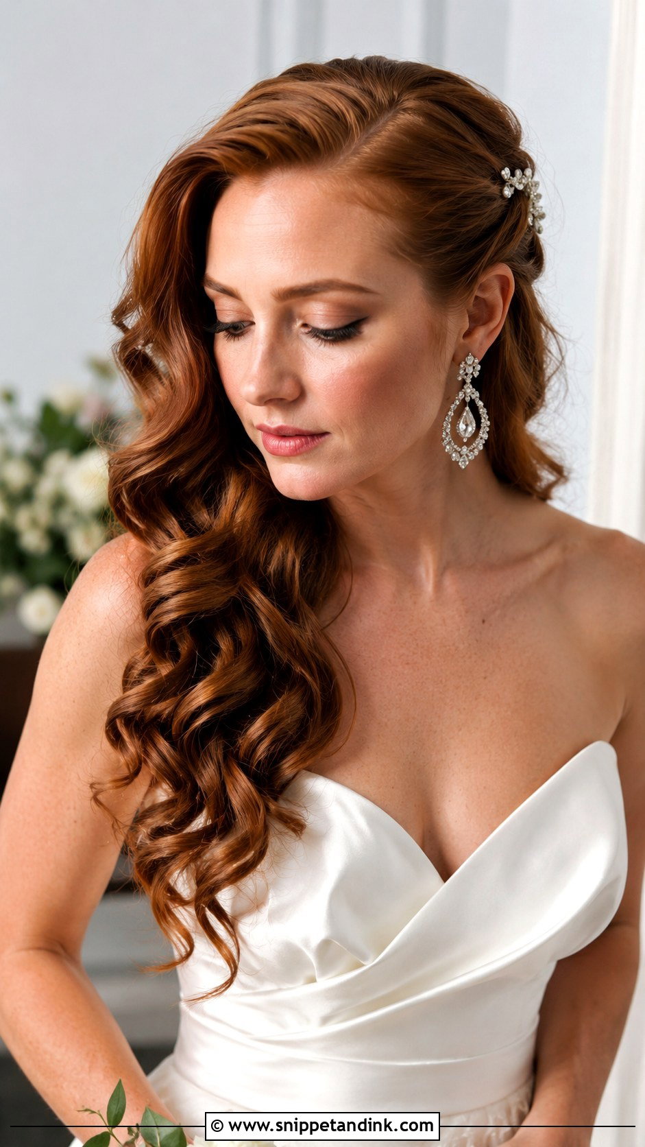 Side Swept Curls Wedding Hairstyle - Snippet and Ink - 20 Casual Wedding Hairstyles