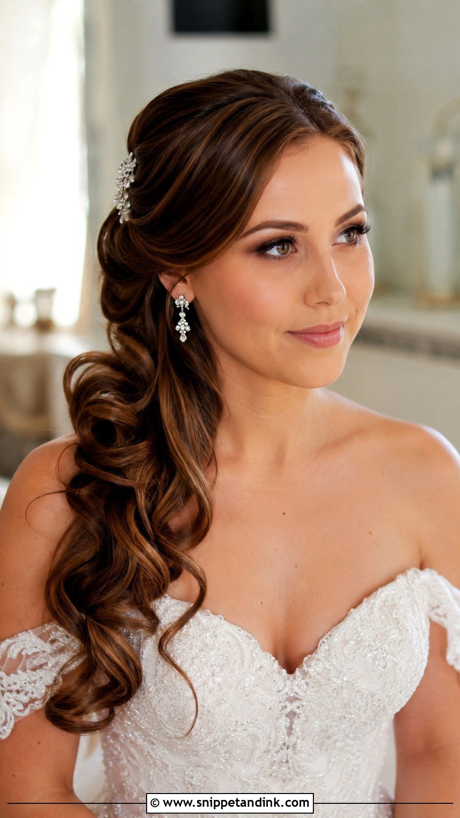 Side Swept Curls Wedding Hairstyle - Snippet and Ink - 20 Hair for a Wedding Ideas