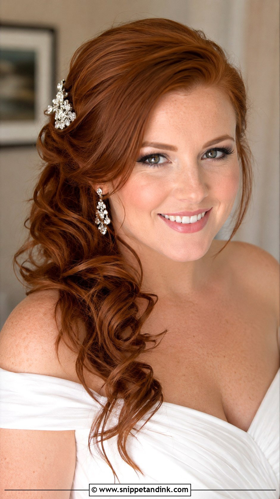Side Swept Curls Wedding Hairstyle - Snippet and Ink - 20 Unique Wedding Hair Ideas