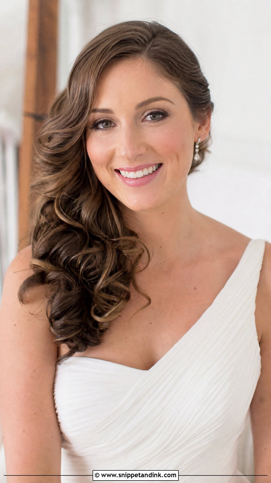 Side Swept Curls Wedding Hairstyle - Snippet and Ink - 20 Wedding Hair Ideas for Long Hair