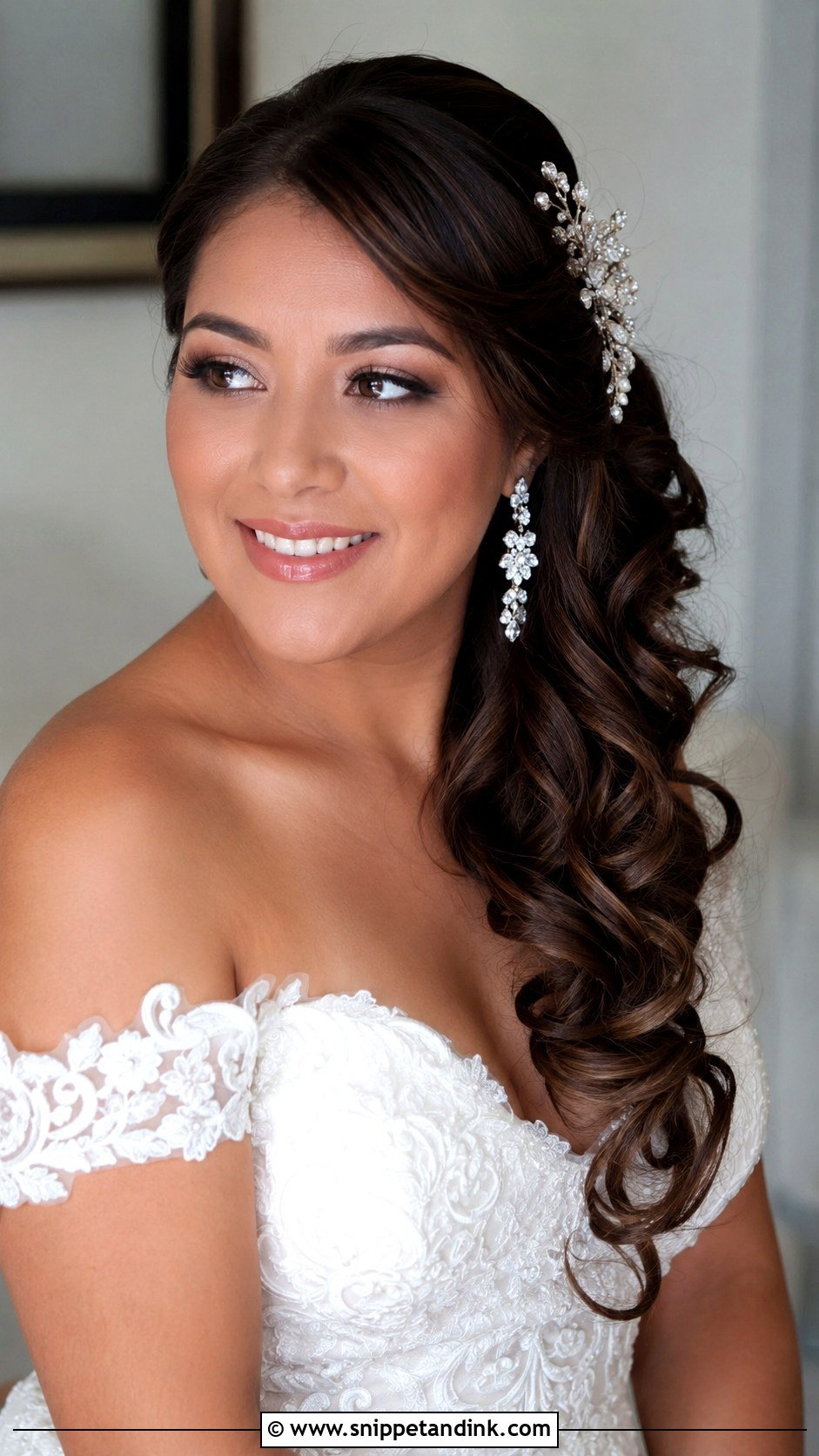Side Swept Curls Wedding Hairstyle - Snippet and Ink - 20 Wedding Hairstyles for Shoulder Length Hair