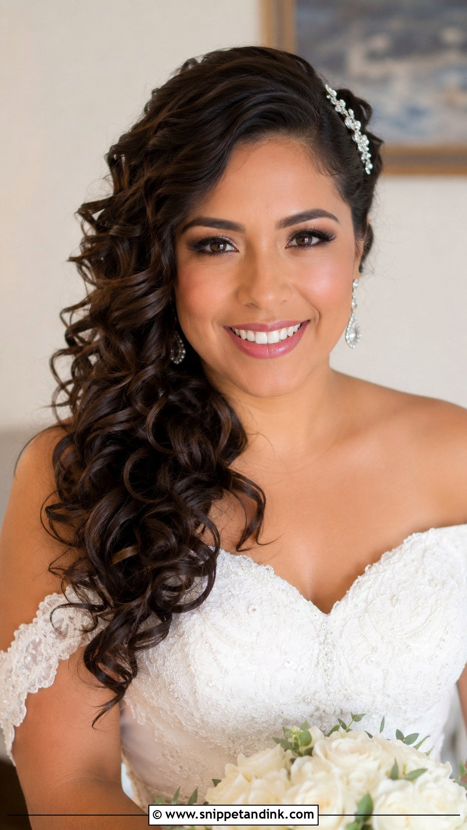 Side Swept Curls Wedding Hairstyle - Snippet and Ink - 25 Bridal Hair Inspo Ideas