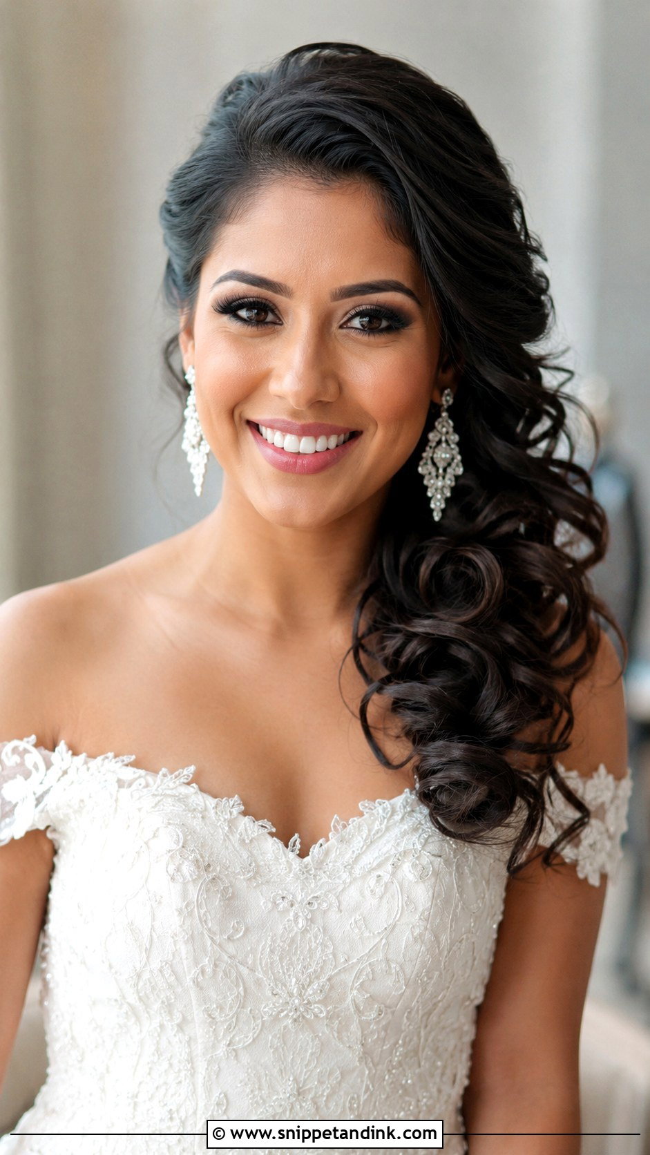 Side Swept Curls Wedding Hairstyle - Snippet and Ink - 25 Bridal Open Hairstyles