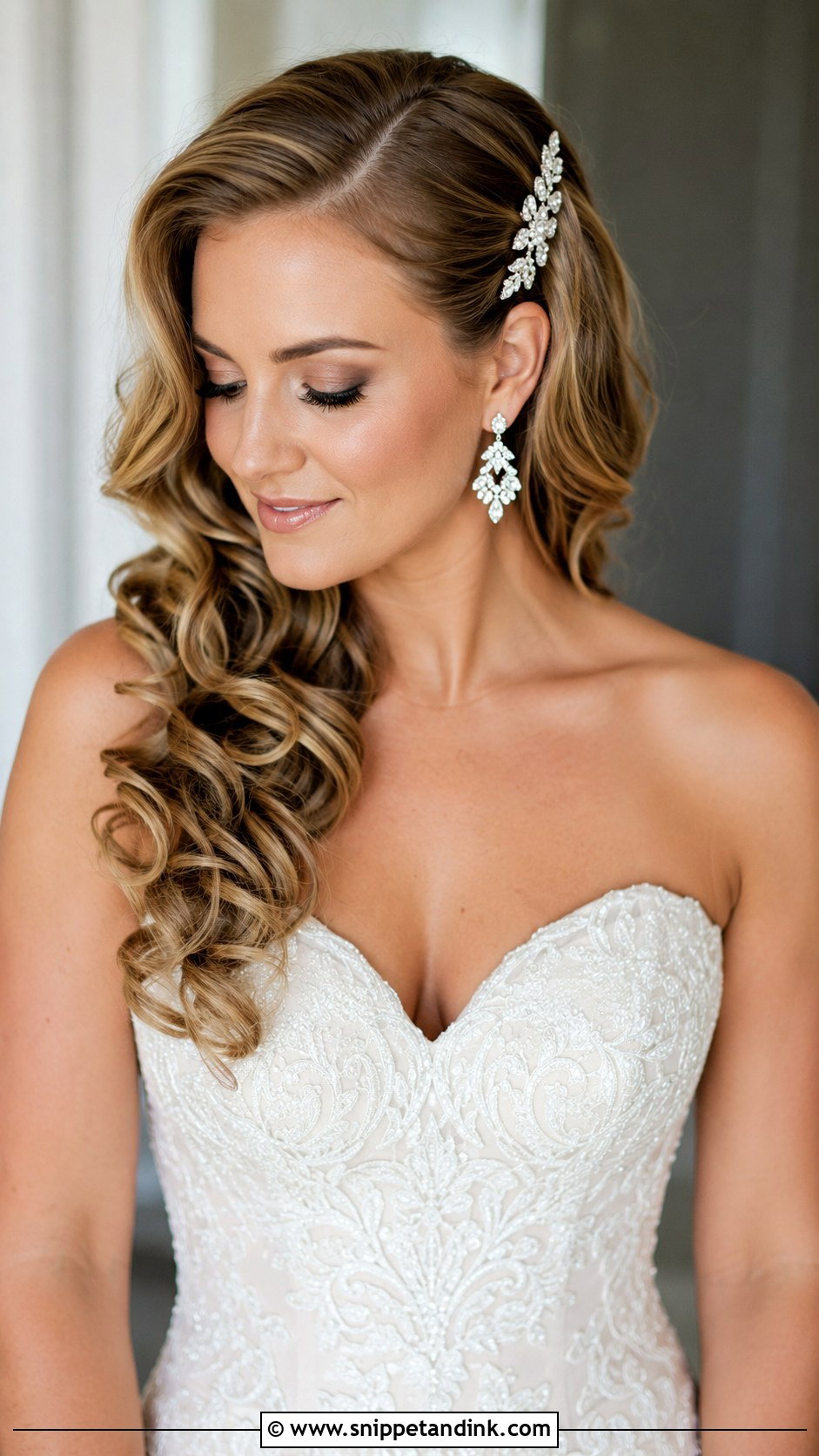 Side Swept Curls Wedding Hairstyle - Snippet and Ink - 25 Bride Wedding Hairstyle Ideas