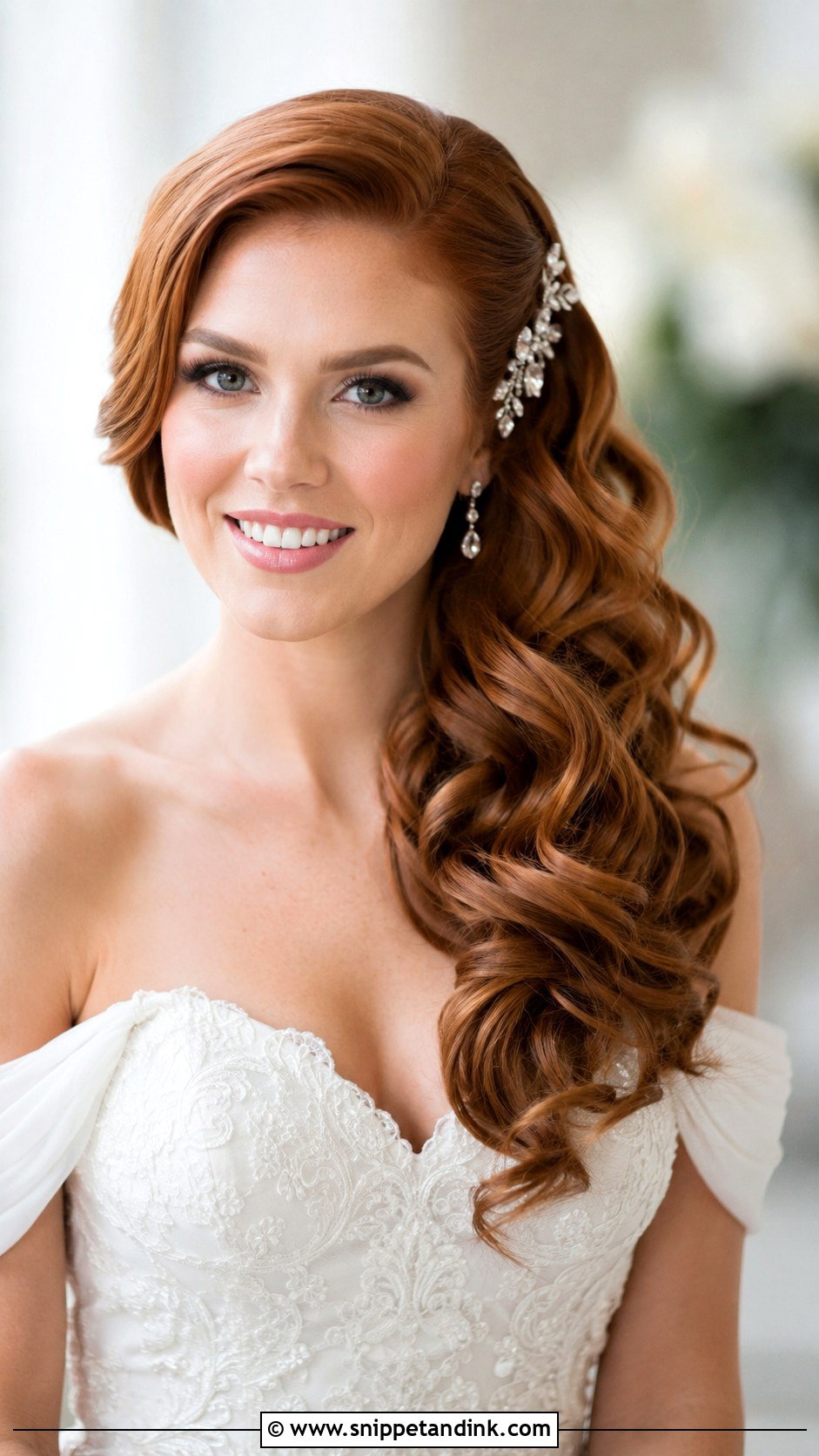Side Swept Curls Wedding Hairstyle - Snippet and Ink - 30 Wedding Hair Styles for Long Hair