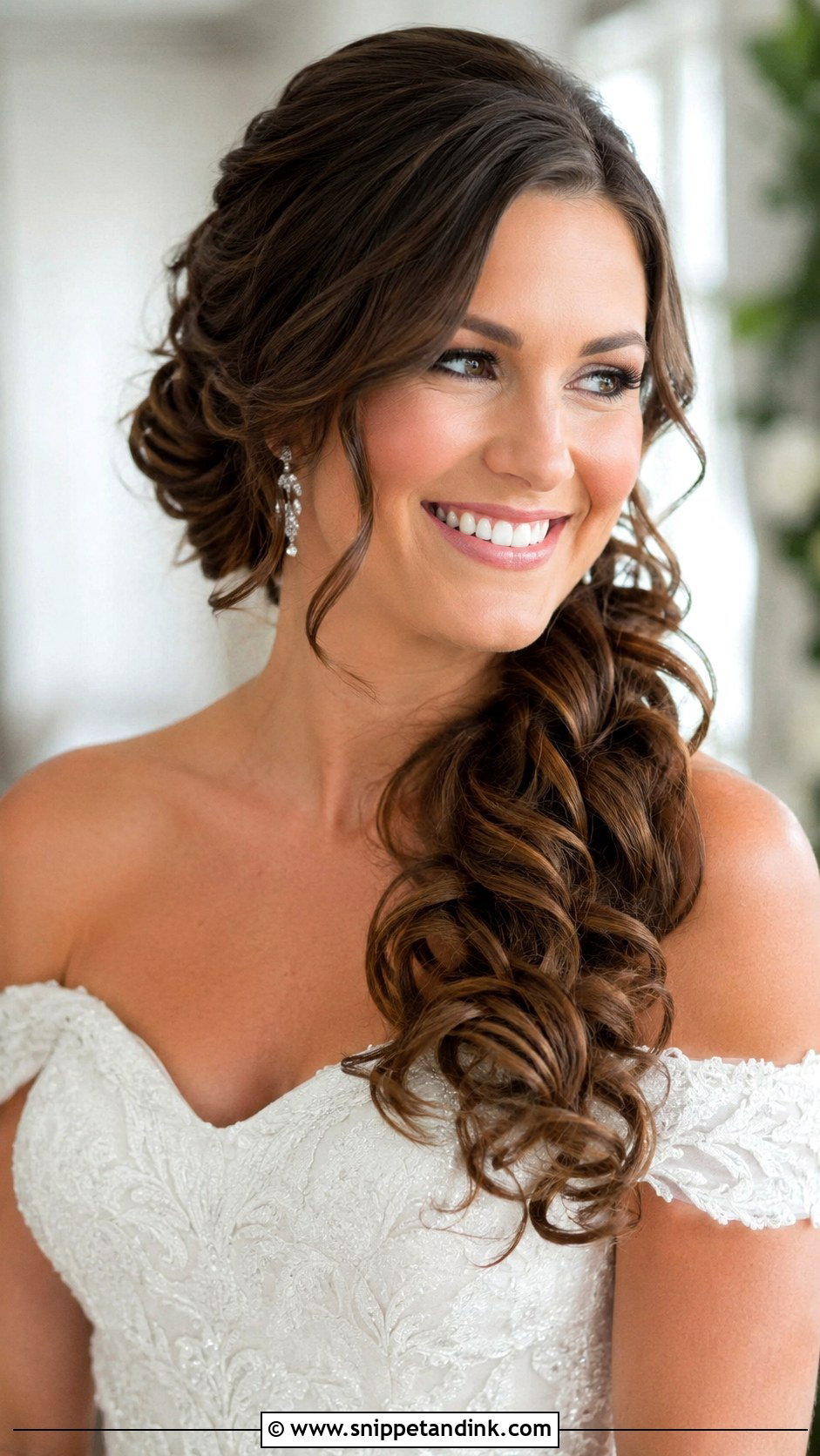 Side Swept Curls Wedding Hairstyle - Snippet and Ink - 30 Wedding Hairstyles 2025