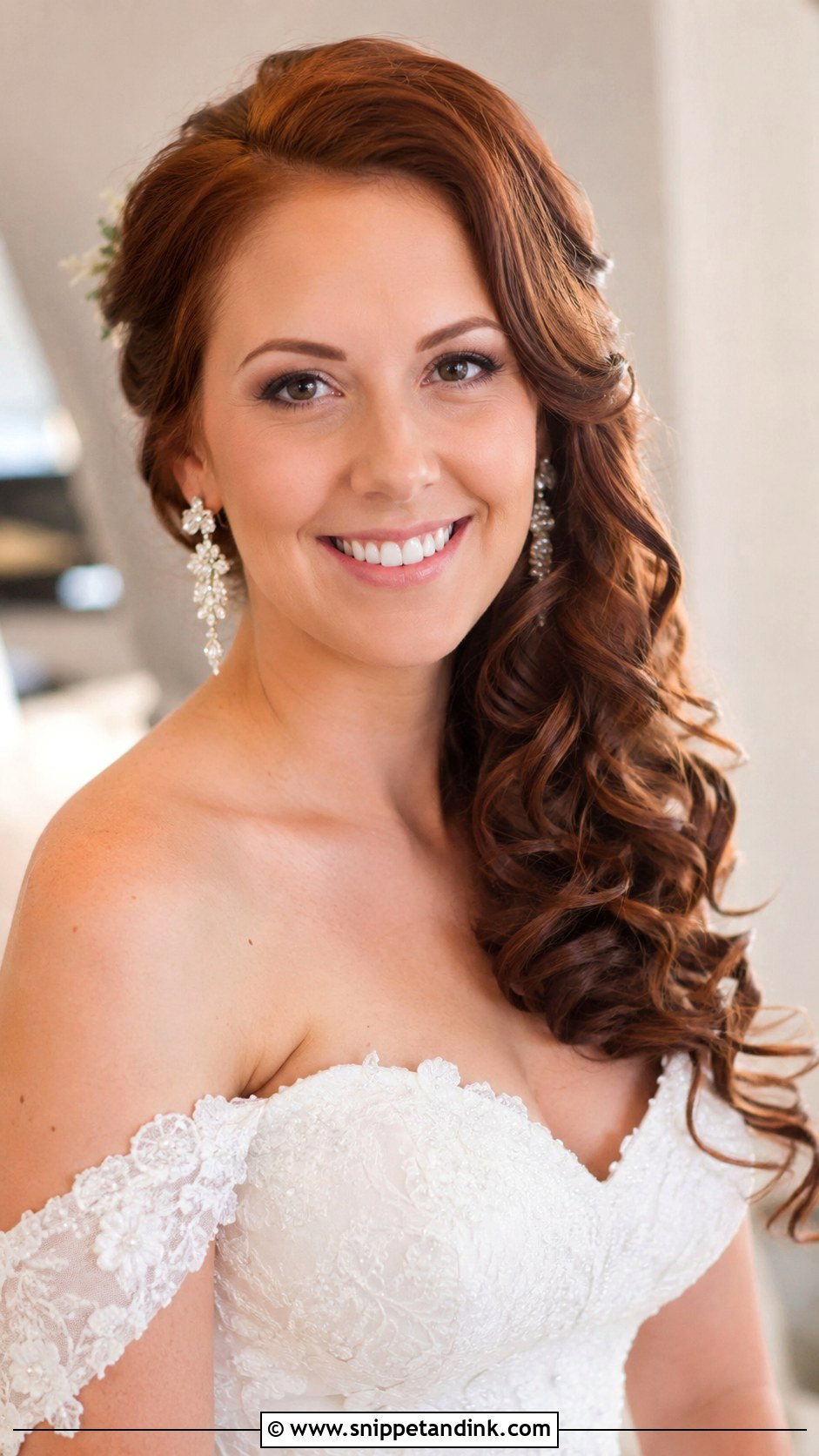 Side Swept Curls Wedding Hairstyle - Snippet and Ink - 35 Hairstyle for Wedding Ideas