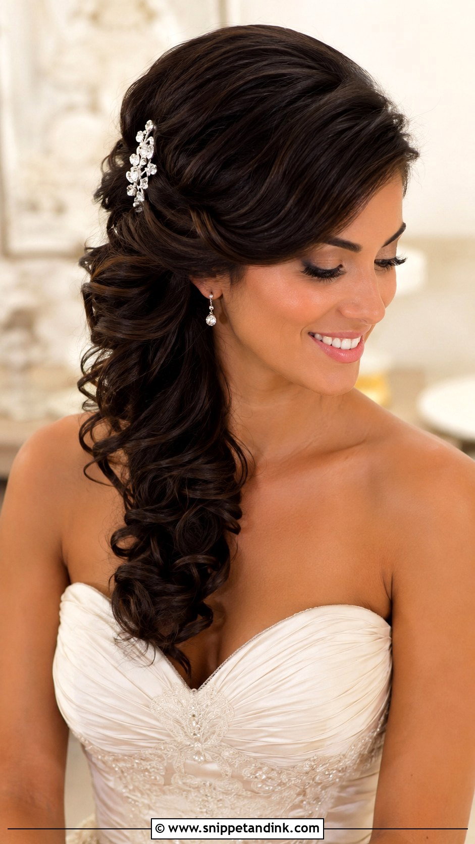 Side Swept Curls Wedding Hairstyle - Snippet and Ink - 15 Self Hairstyle for Wedding Ideas