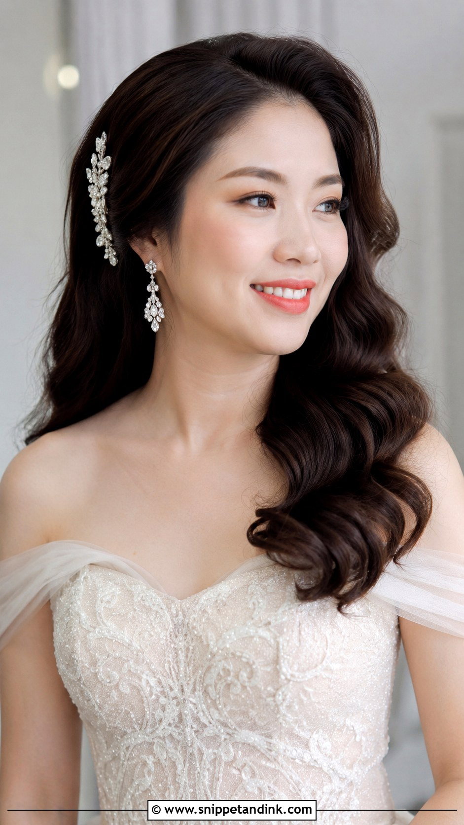 Side Swept Curls Wedding Style - Snippet and Ink - 25 Asian Wedding Hairstyles