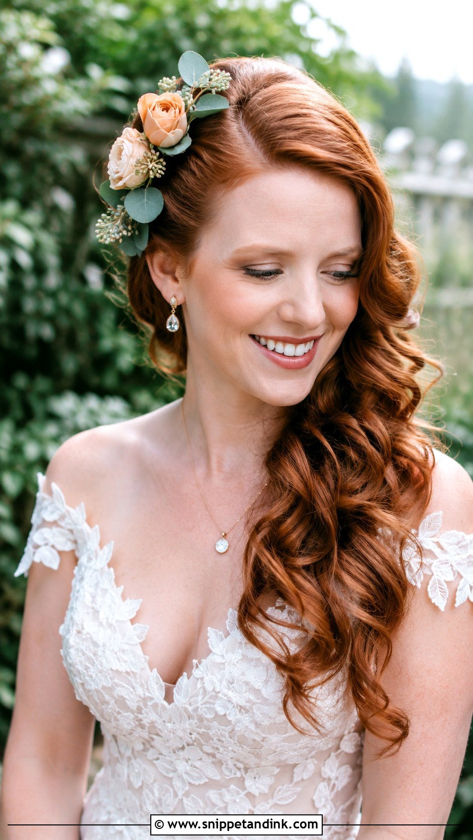 Side Swept Curls With Flowers - Snippet and Ink - 20 Bridal Hair Side Swept Ideas