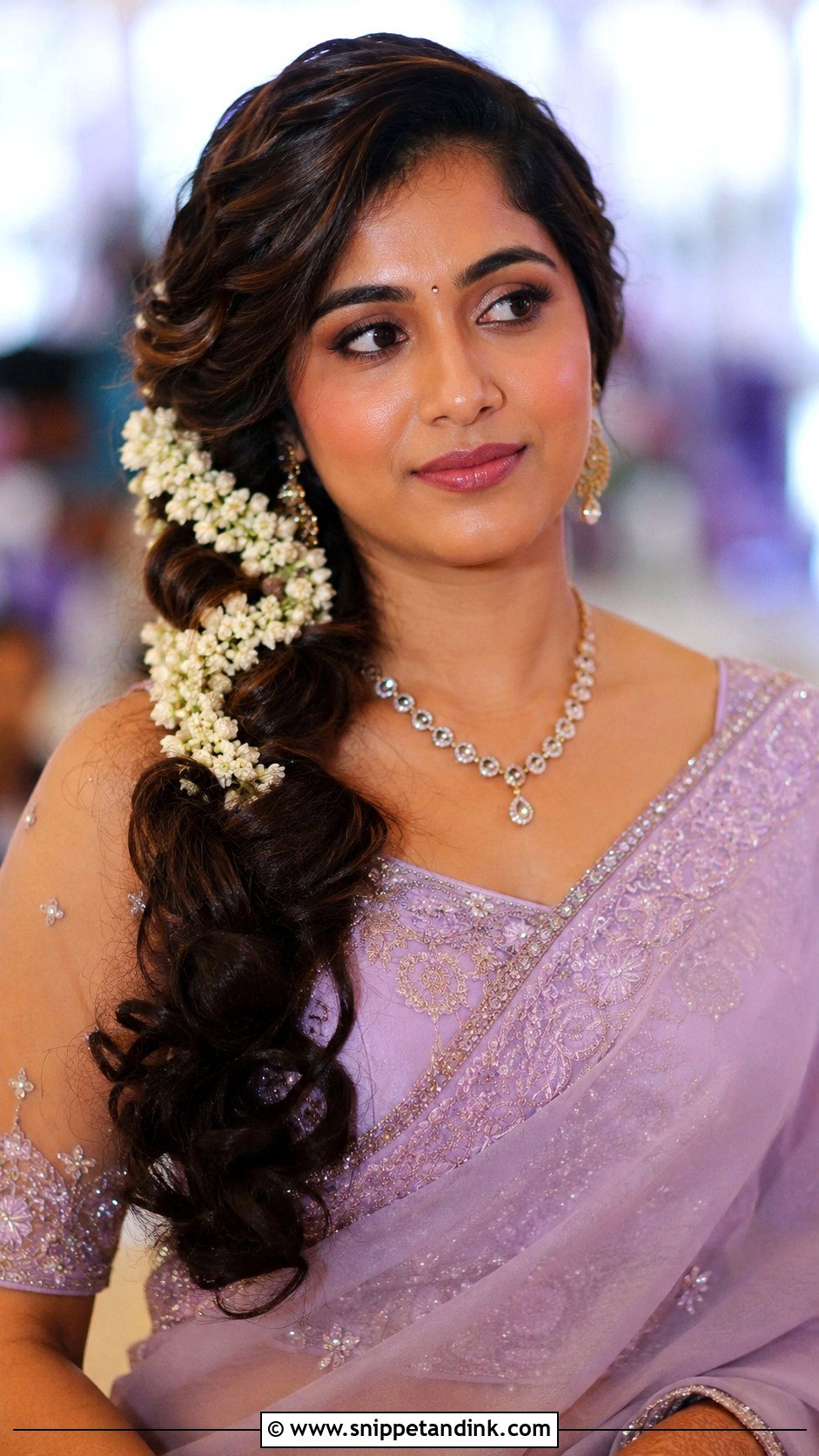 Side Swept Curls With Gajra - Snippet and Ink - 30 South Indian Bridal Hairstyles