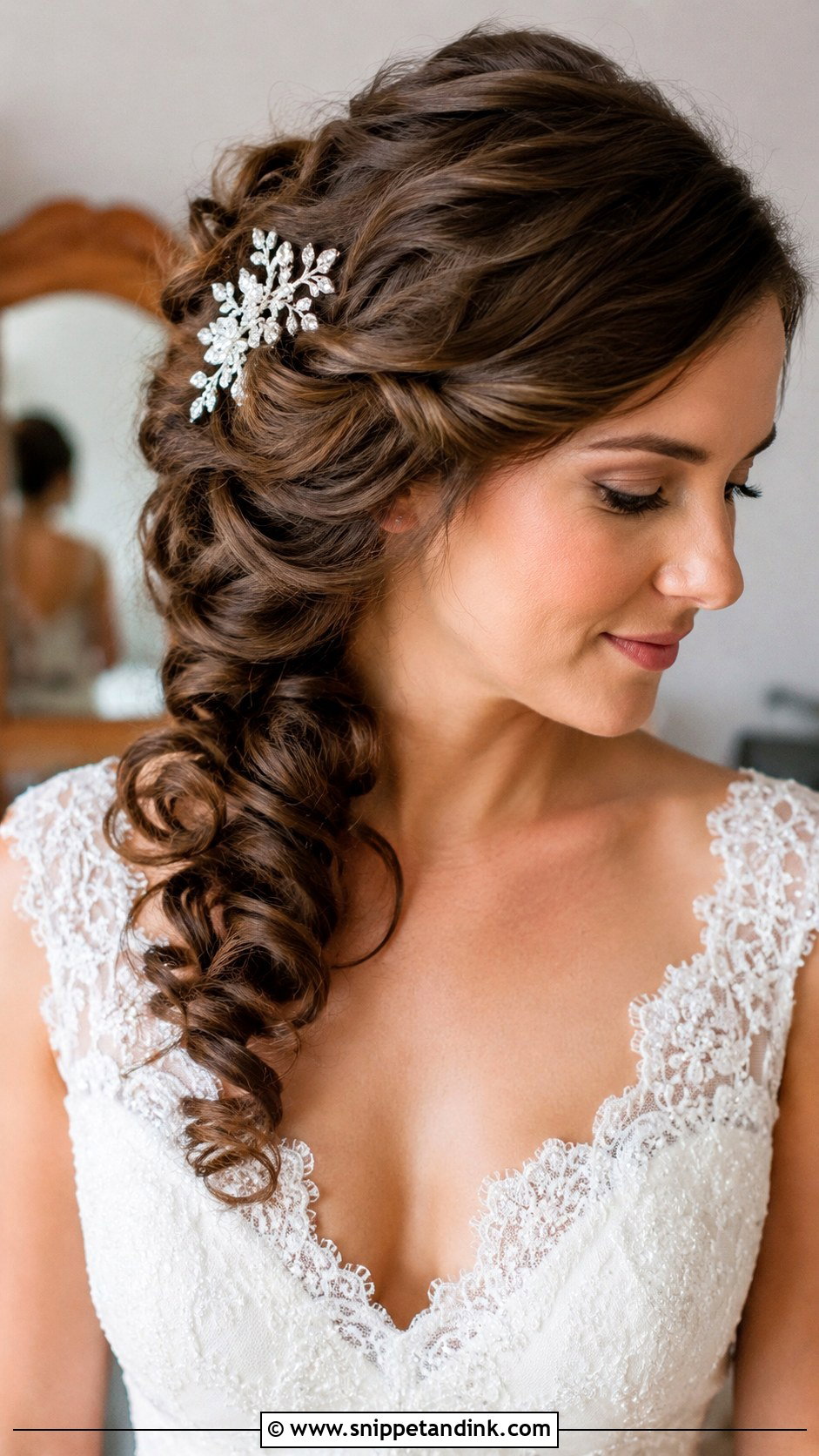 Side Swept Curls With Hair Comb - Snippet and Ink - 25 Fairytale Wedding Hair Ideas