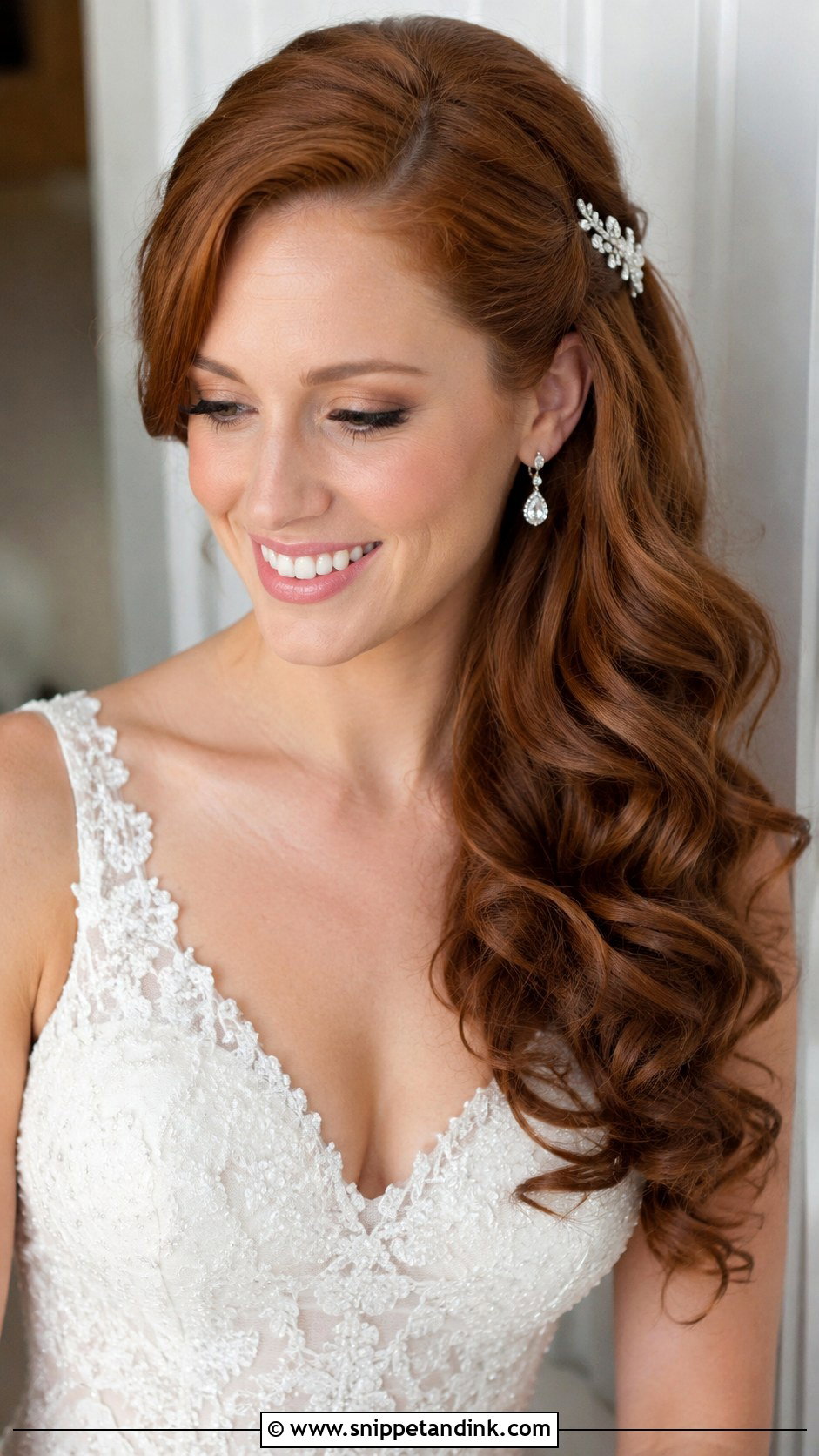 Side Swept Curls With Loose Waves - Snippet and Ink - 20 Side Bridal Hairstyles
