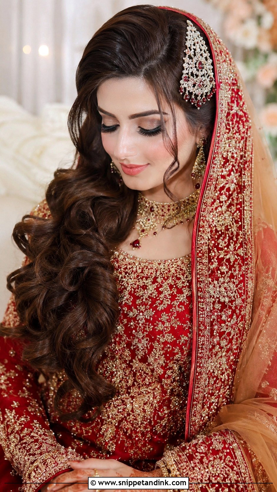 Side Swept Curls With Passa - Snippet and Ink - 20 Pakistani Barat Bridal Hair Styles
