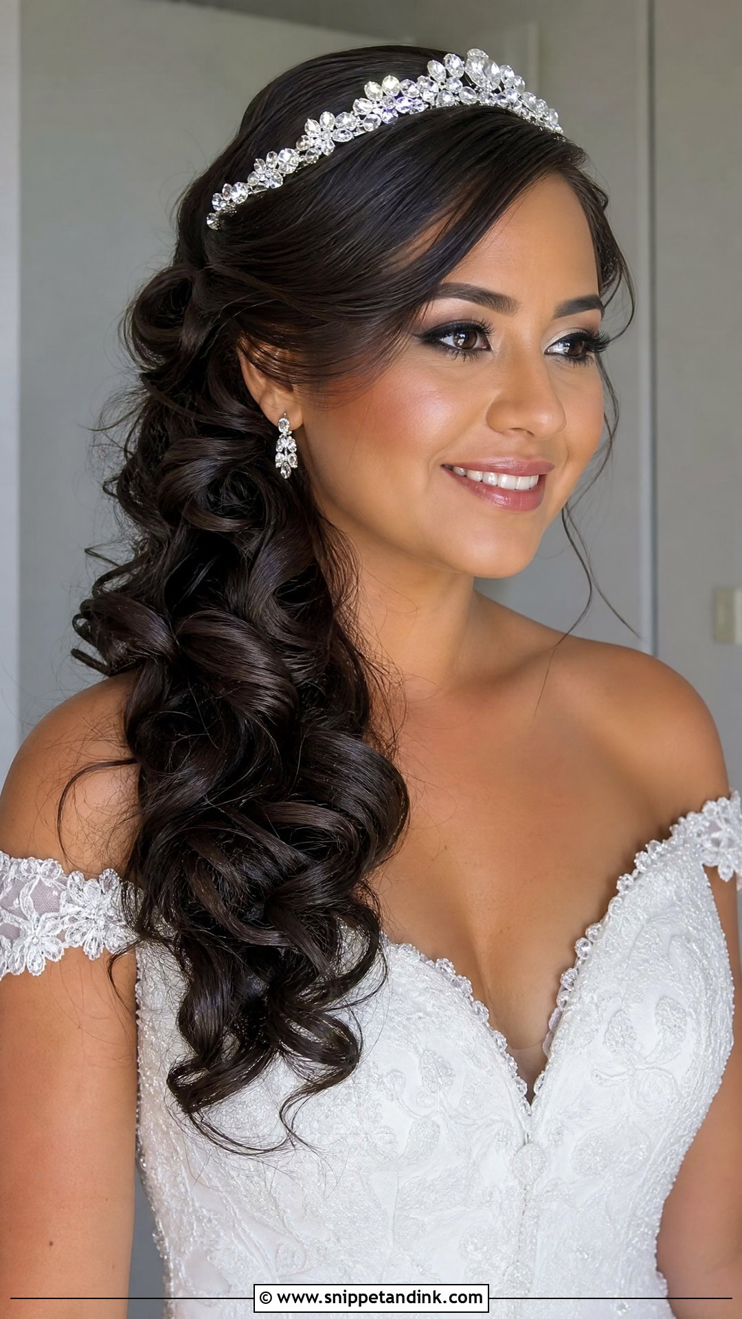 Side Swept Curls With Tiara - Snippet and Ink - 20 Bridal Hairstyles with Tiara