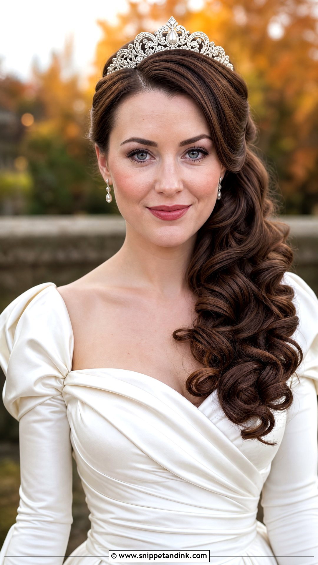 Side Swept Curls With a Tiara - Snippet and Ink - 20 Tiara Wedding Hair Ideas