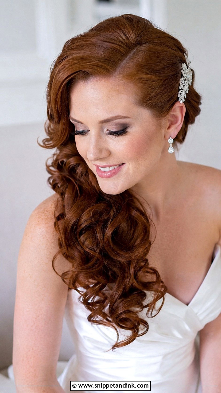 Side Swept Curls for Bride - Snippet and Ink - 25 Hairstyle for Wedding Bride Ideas
