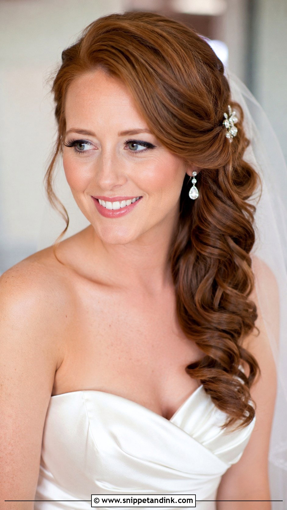 Side Swept Curls for Brides - Snippet and Ink - 25 Hair Styles for Short Hair for Weddings