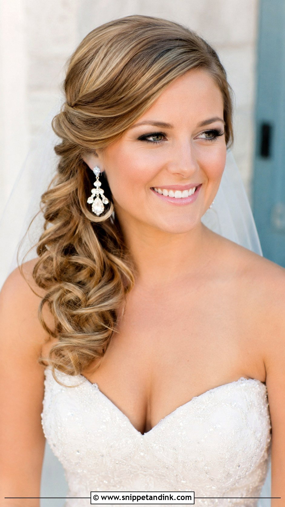 Side Swept Curls for Brides - Snippet and Ink - 25 Simple Wedding Hairstyles for Long Hair