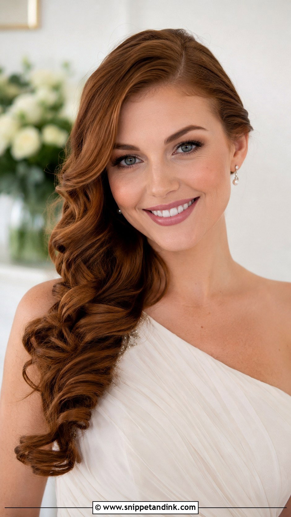 Side Swept Curls for Brides - Snippet and Ink - 30 Brides Hairstyles