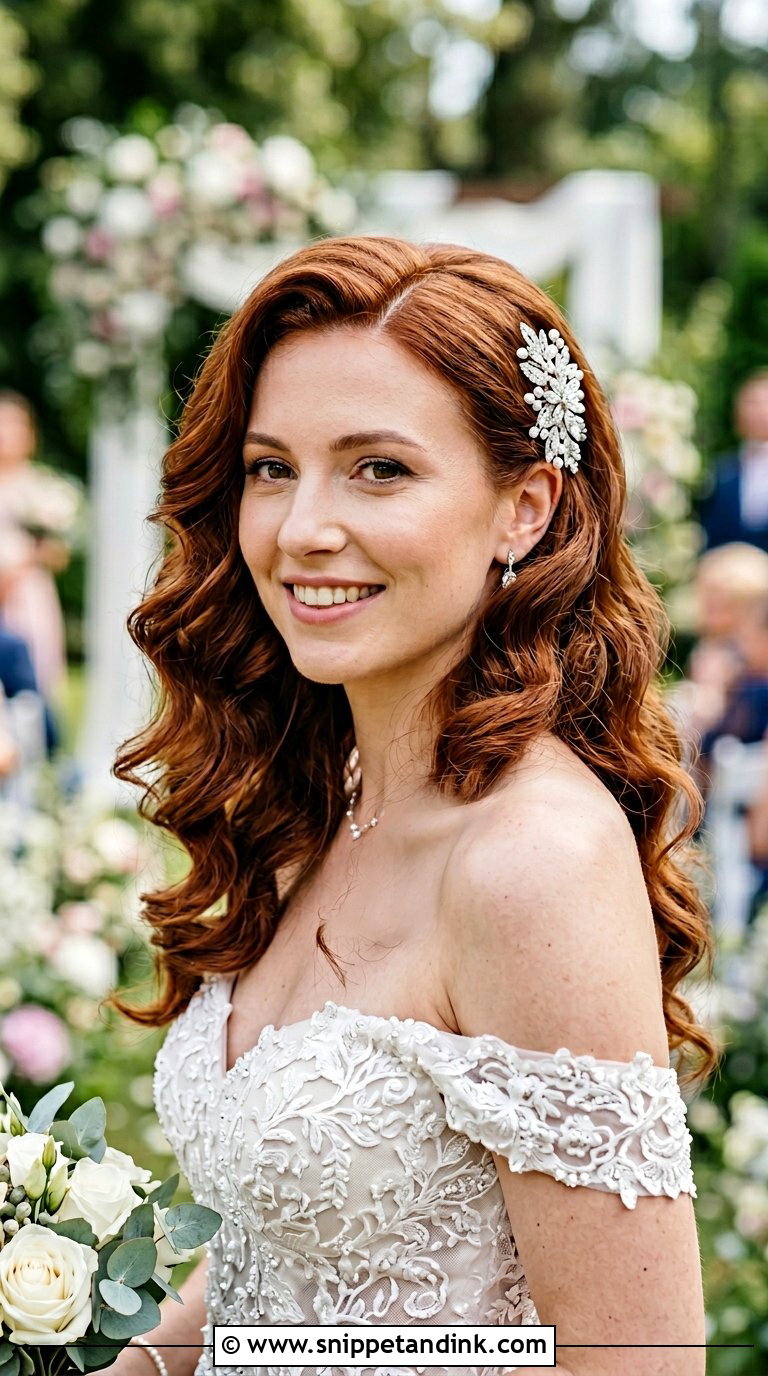 Side Swept Curls for Brides - Snippet and Ink - 20 Bridal Hair Styling Ideas