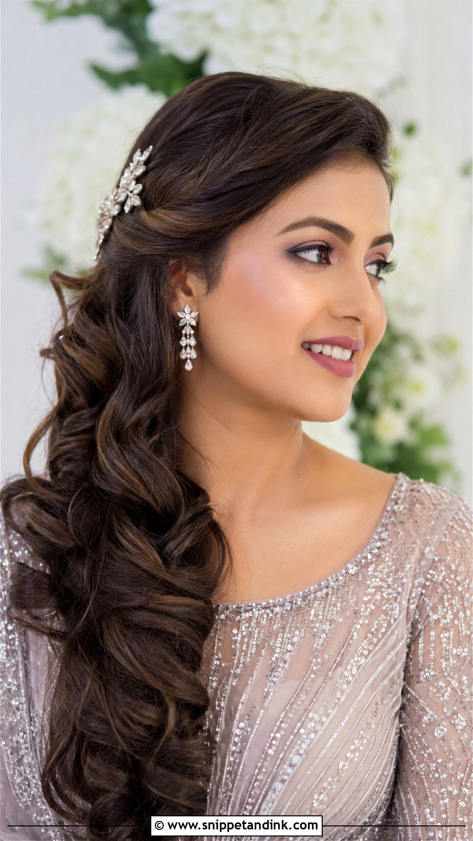 Side Swept Curls for Engagement - Snippet and Ink - 20 Pre Wedding Hairstyles