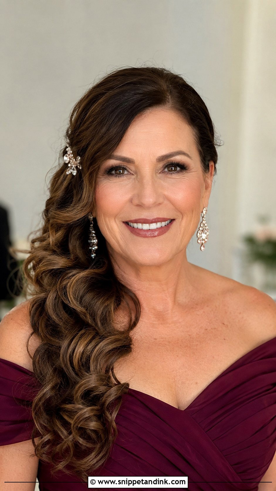 Side Swept Curls for Long Hair - Snippet and Ink - 20 Mother of Groom Hairstyles Over 50