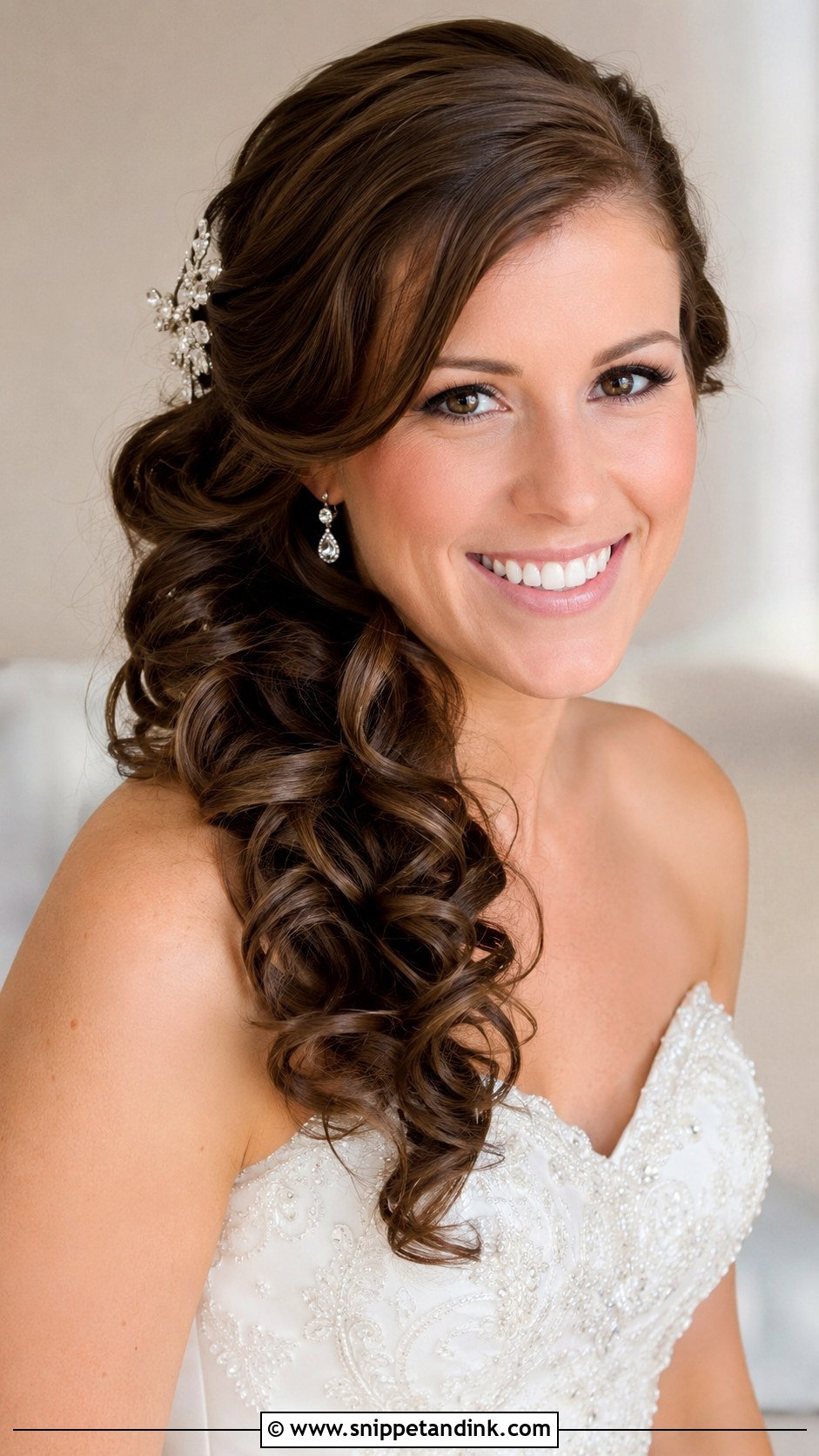 Side Swept Curls for Long Wedding Hair - Snippet and Ink - 25 Wedding Hairstyles for Long Hair Down