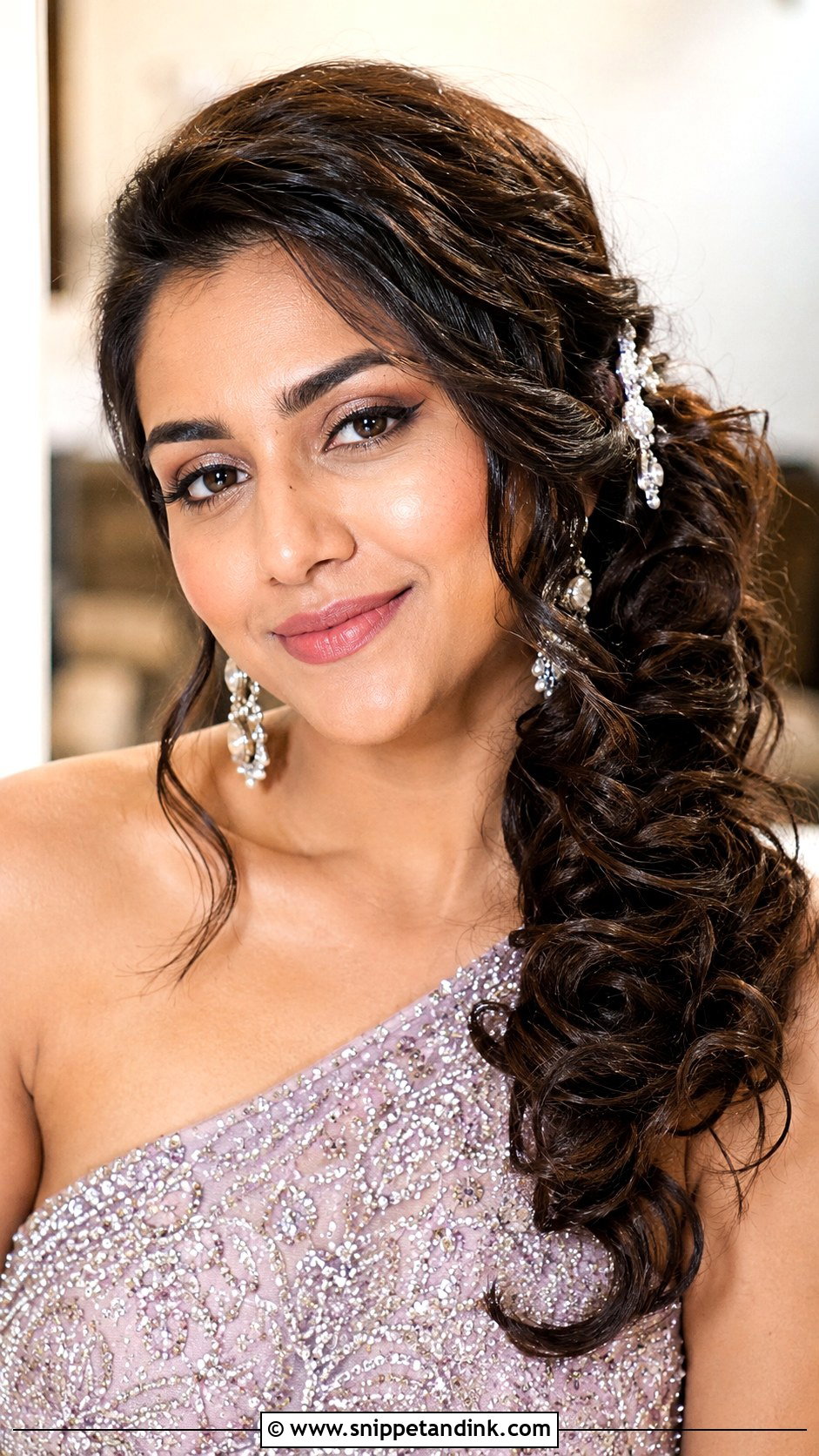 Side Swept Curls for Marriage Function - Snippet and Ink - 25 Hair Styles for Marriage Function
