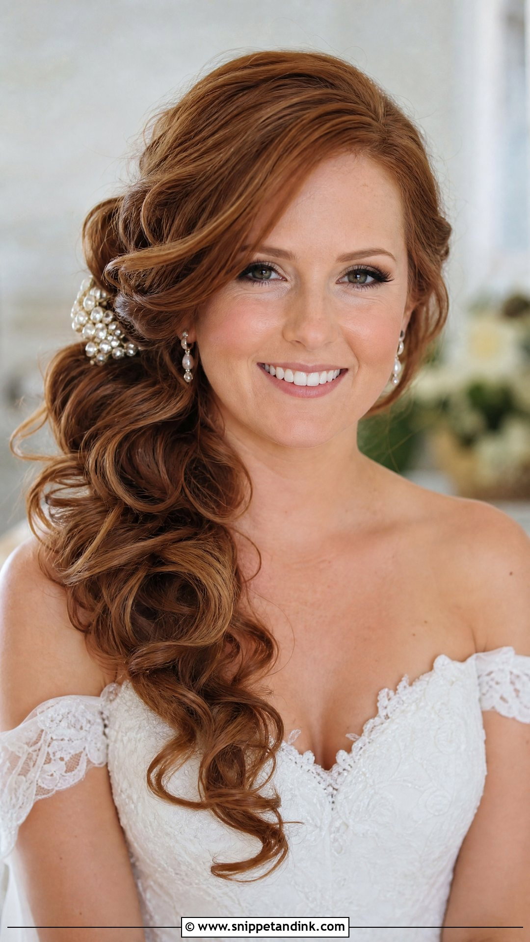 Side Swept Curls for Medium Hair - Snippet and Ink - 20 Wedding Hair for Medium Hair Ideas