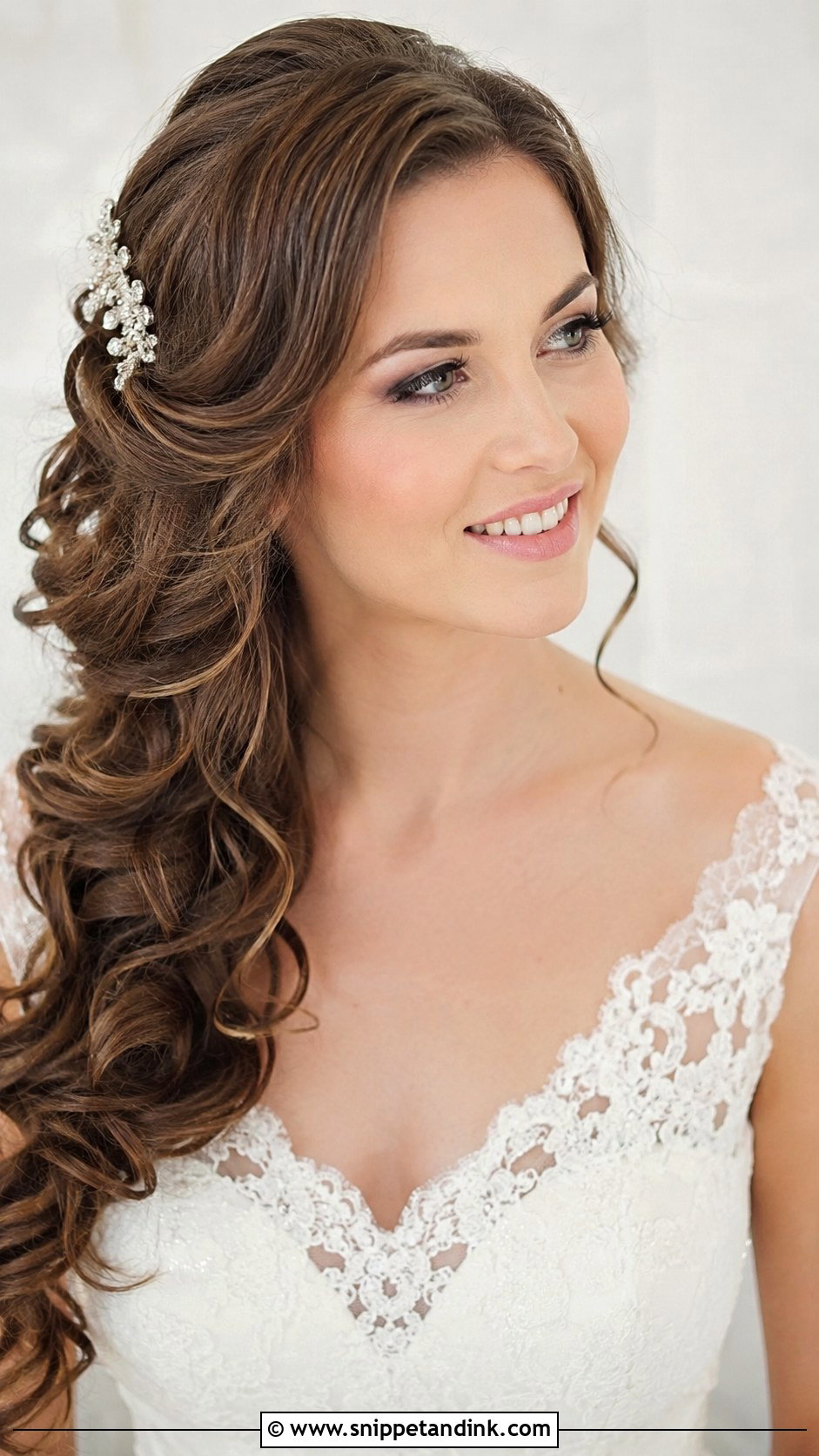 Side Swept Curls for Round Faces - Snippet and Ink - 25 Wedding Hairstyles for Round Faces