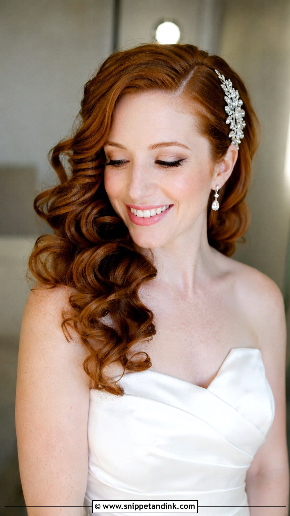 Side Swept Curls for Wedding - Snippet and Ink - 20 Simple Hair for Wedding Ideas