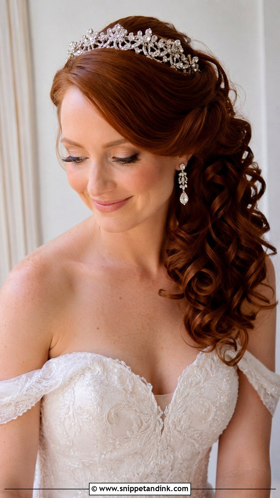 Side Swept Curls with Tiara - Snippet and Ink - 20 Bride Hairstyles with Tiara