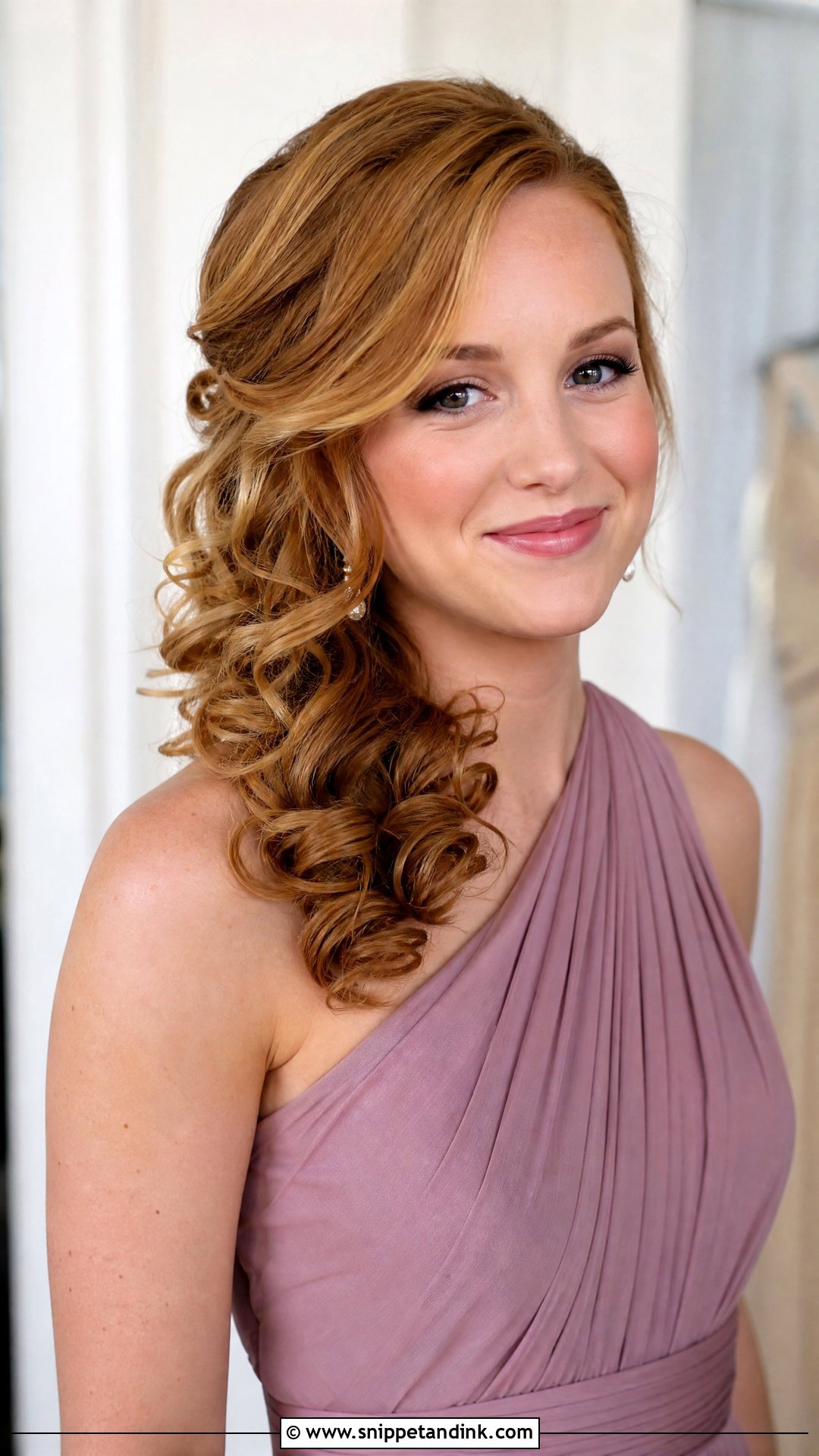 Side Swept Curls - Snippet and Ink - 15 Bridal Guest Hair Ideas