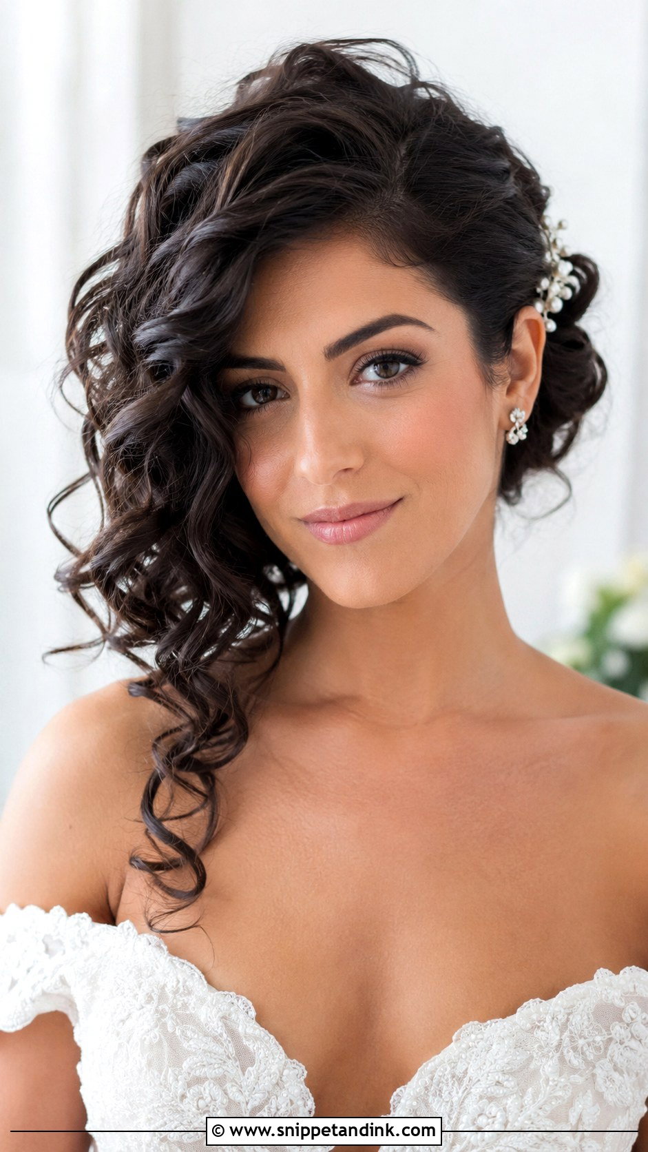 Side Swept Curly Bob - Snippet and Ink - 20 Short Curly Hairstyles for Wedding
