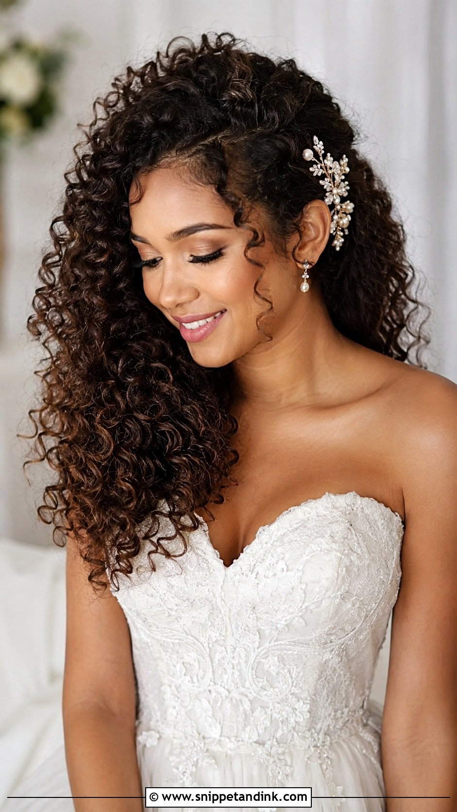 Side Swept Curly Hair for Natural Texture - Snippet and Ink - 20 Side Swept Wedding Hairstyles