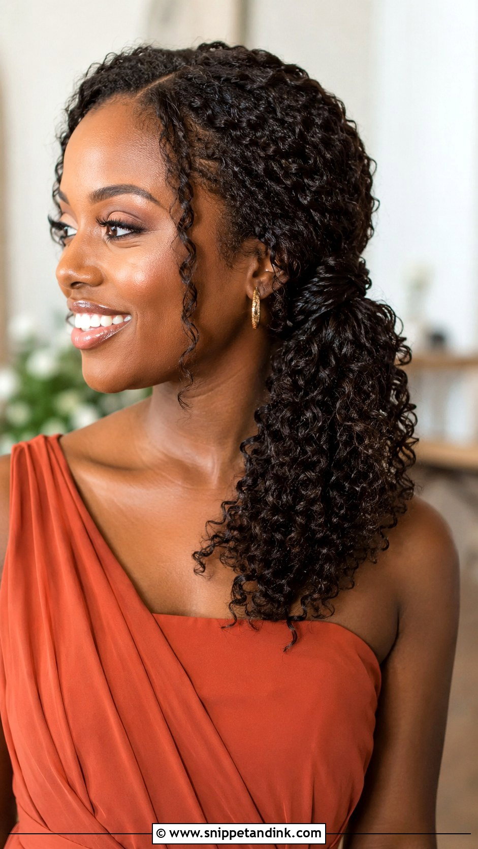 Side Swept Curly Ponytail Bridesmaid Hair - Snippet and Ink - 20 Bridesmaid Hair Side Swept Ideas