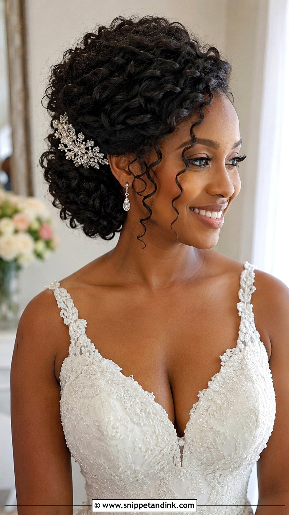 Side Swept Curly Updo - Snippet and Ink - 25 Side Swept Wedding Hair Ideas