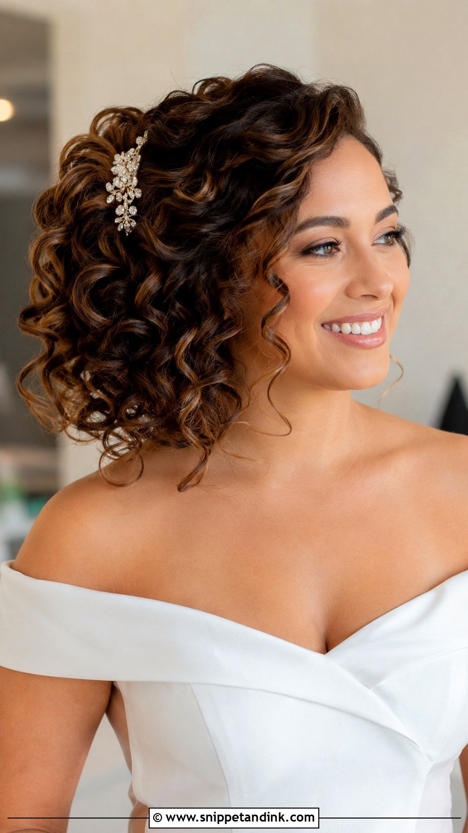 Side Swept Curly Updo - Snippet and Ink - 30 One Sided Wedding Hairstyle Ideas